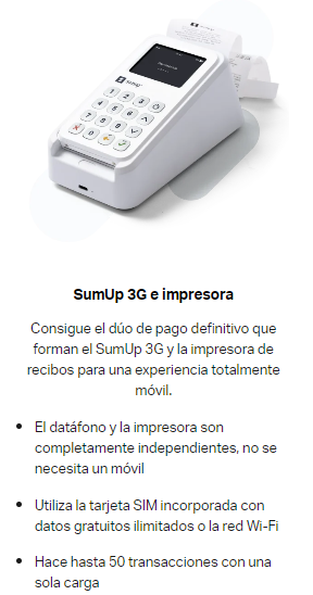 Datáfono SumUp 3G con base impresora